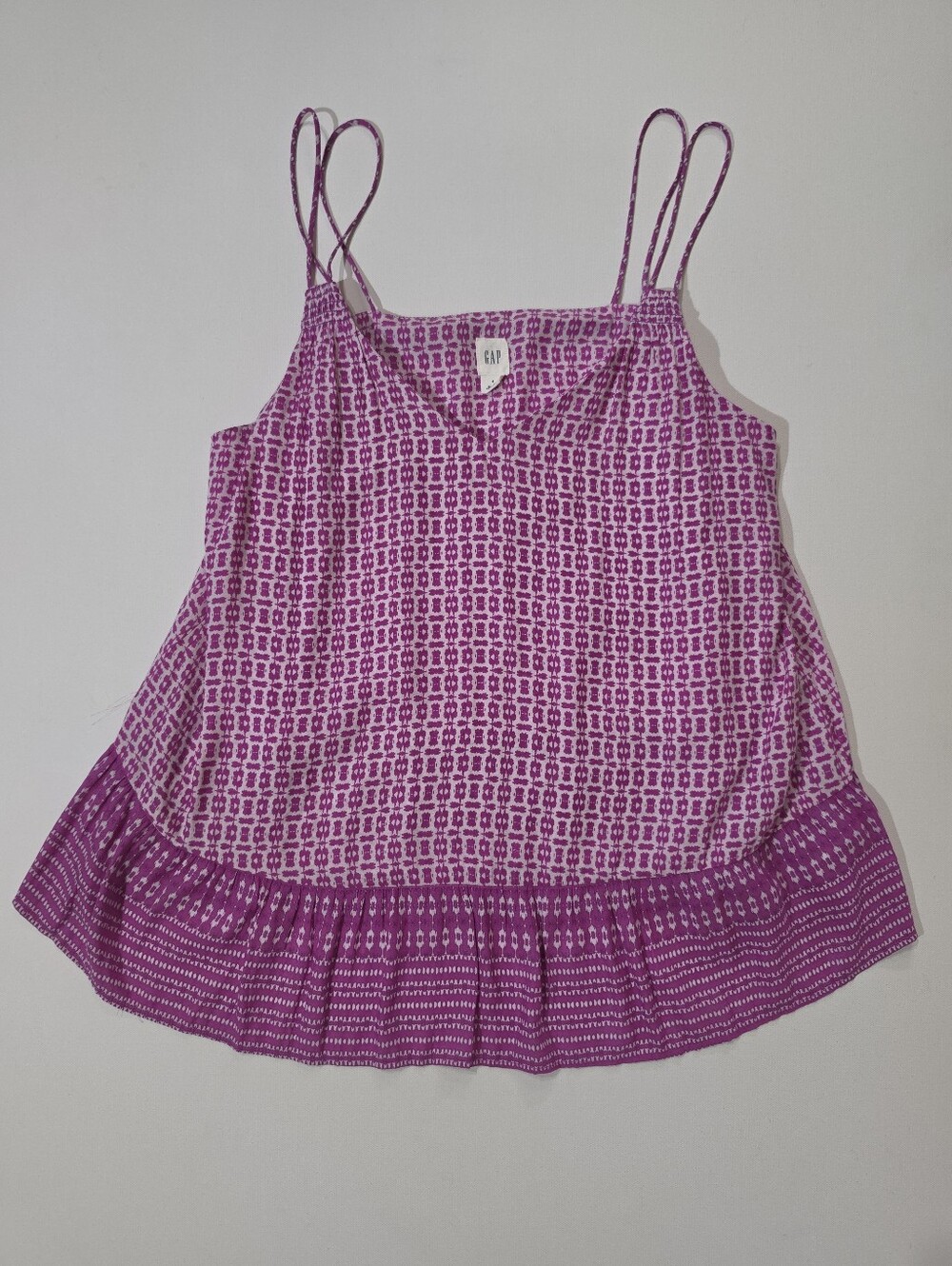 Gap Babydoll Tank Top Womens Size 4 Purple White Geometric Y2K Retro Style